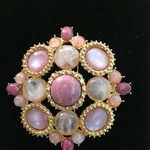 ST JOHN Rose & Pink Stone Pin or Pendant